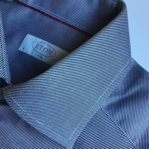 ETON slim classy gray cotton twill shirt Sz 15 /38 cm made in Europe - Picture 9 of 9